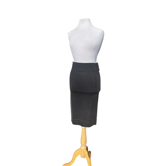 HELMUT LANG Black Ribbed Viscose Blend Stretch Pull-On Pencil Skirt  -Size Small - Picture 9 of 12